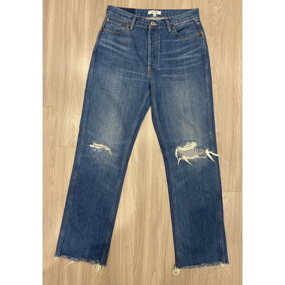 RE/DONE Jeans Size 29 90s High Rise Loose Light Wash Distressed Straight Leg